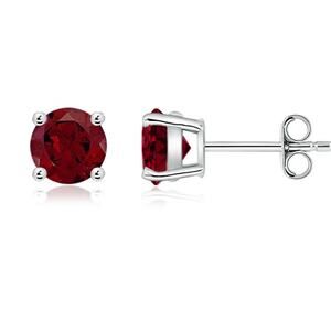 Authentic ANGARA Garnet January Birthstone Stud Sterling Silver 925 Earrings